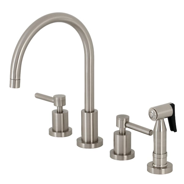 KS8728DLBS 8" Widespread Kitchen Faucet W/ Brass Sprayer, Nickel